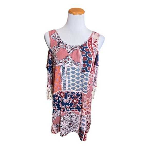 Anthropologie Dresses & Skirts - Womens Anthropologie Love Tree Los Angeles Patchwork Cold Shoulder Dress - Sz S